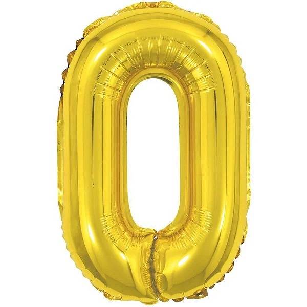 BALAO METALIZADO NUMEROS 40CM DOURADO